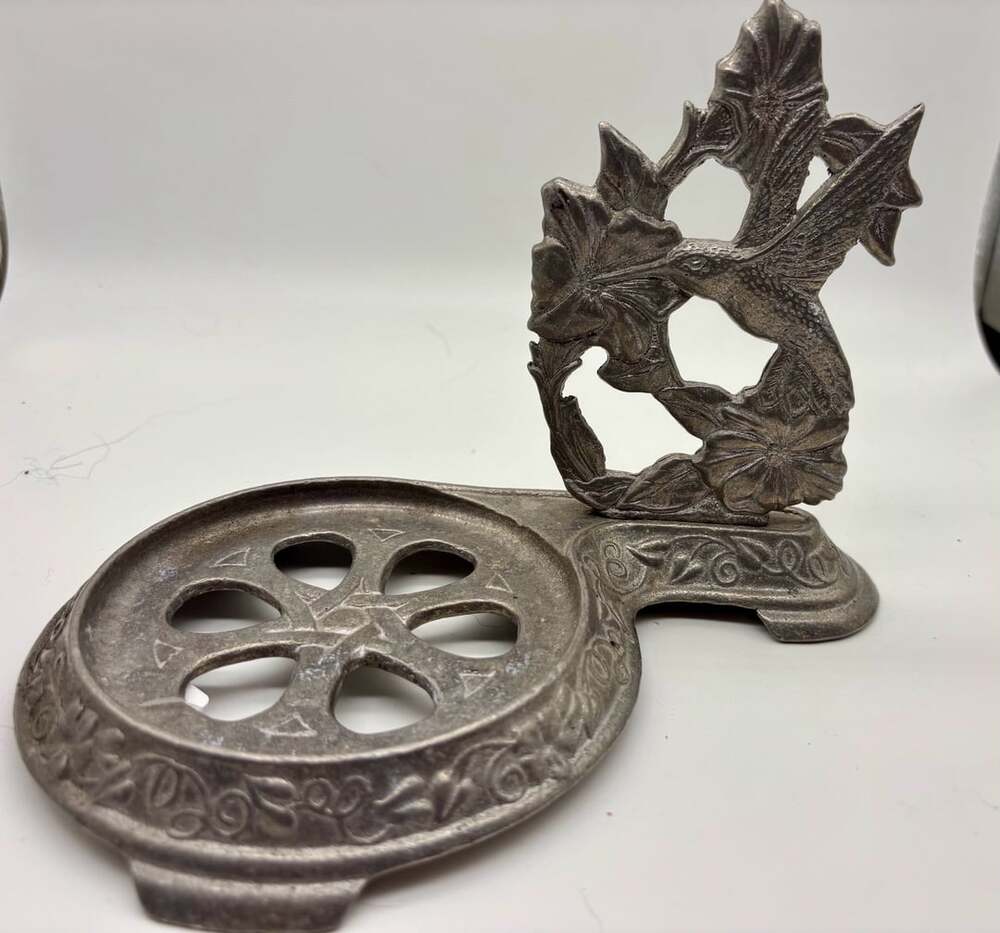 Vintage Carson Pewter Statesmetal Hummingbird Votive Stand Candle Holder